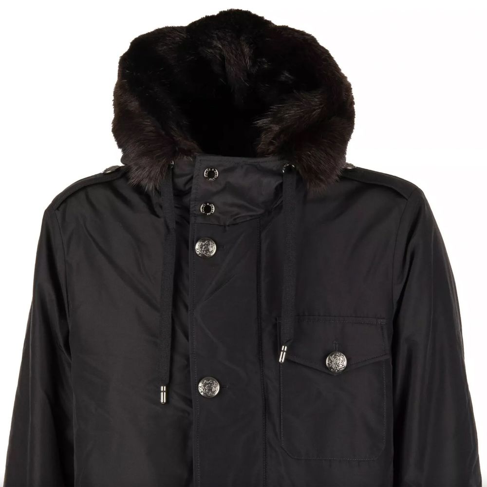Dolce &amp; Gabbana Schwarzer Seidenparka für Herren