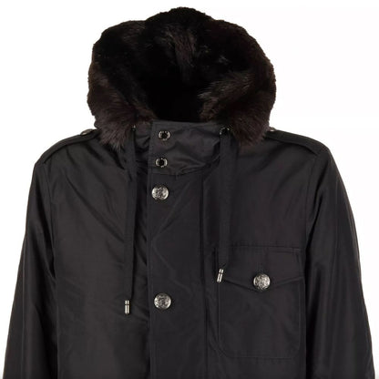 Dolce &amp; Gabbana Schwarzer Seidenparka für Herren