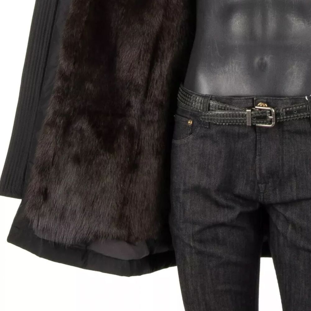 Dolce &amp; Gabbana Schwarzer Seidenparka für Herren