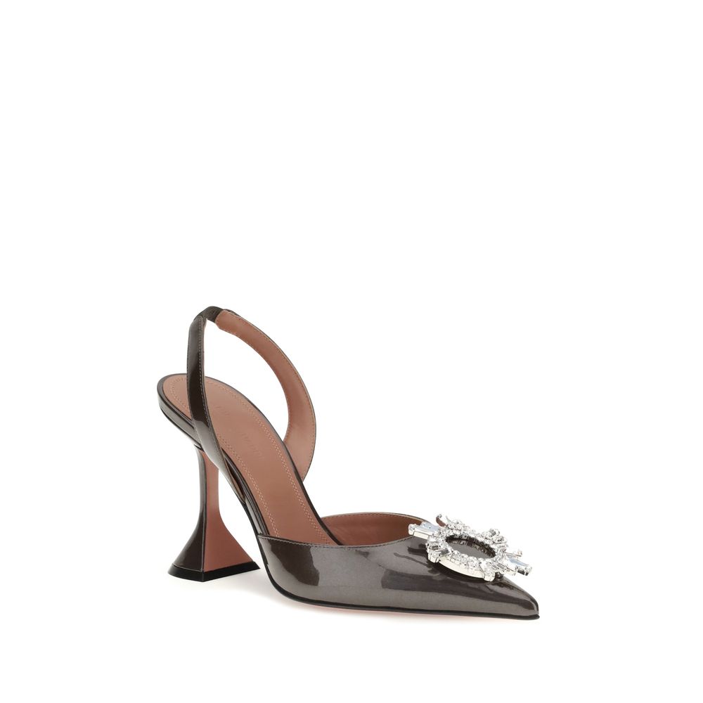 Amina Muaddi braune Kalbsleder Bos Taurus High Heel Pumps