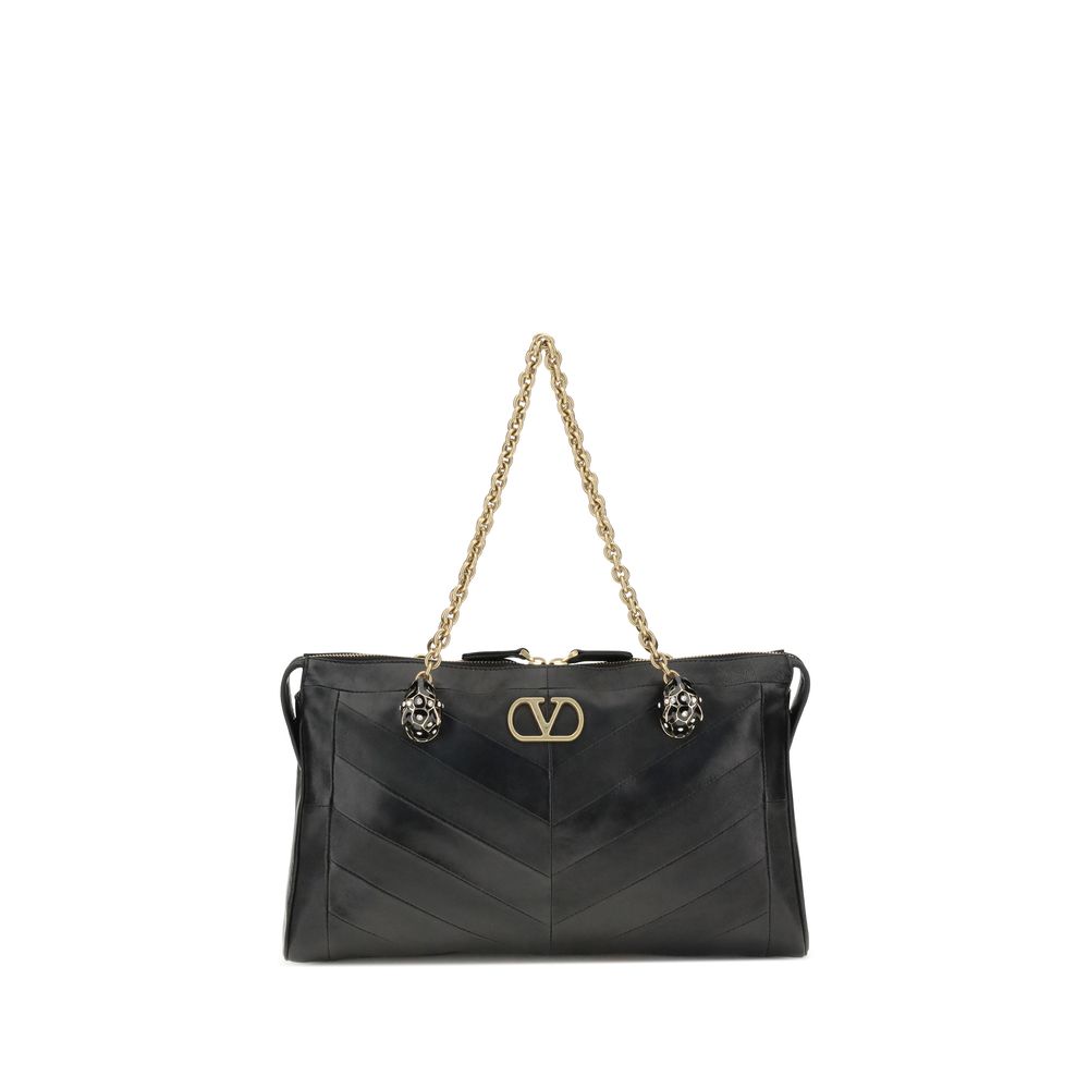 Valentino Garavani Schultertasche aus schwarzem Kalbsleder (Bos Taurus)