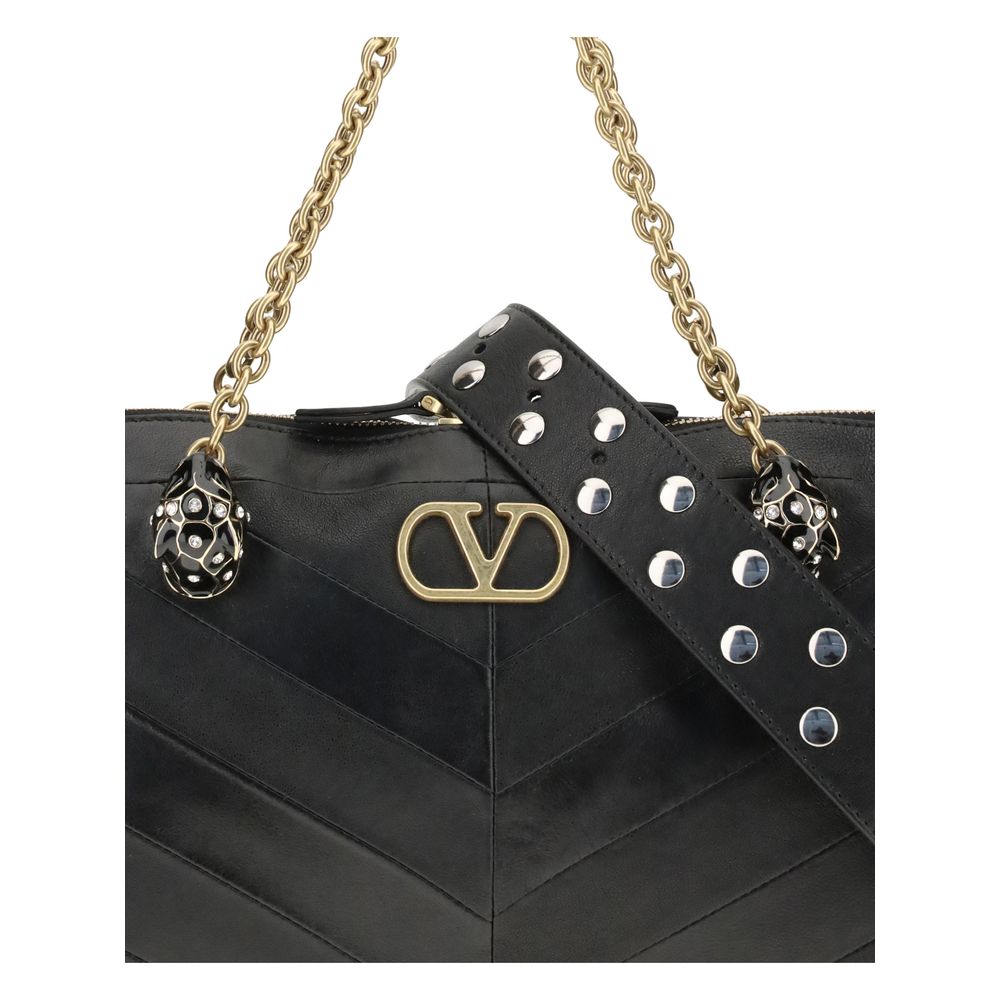 Valentino Garavani Schultertasche aus schwarzem Kalbsleder (Bos Taurus)