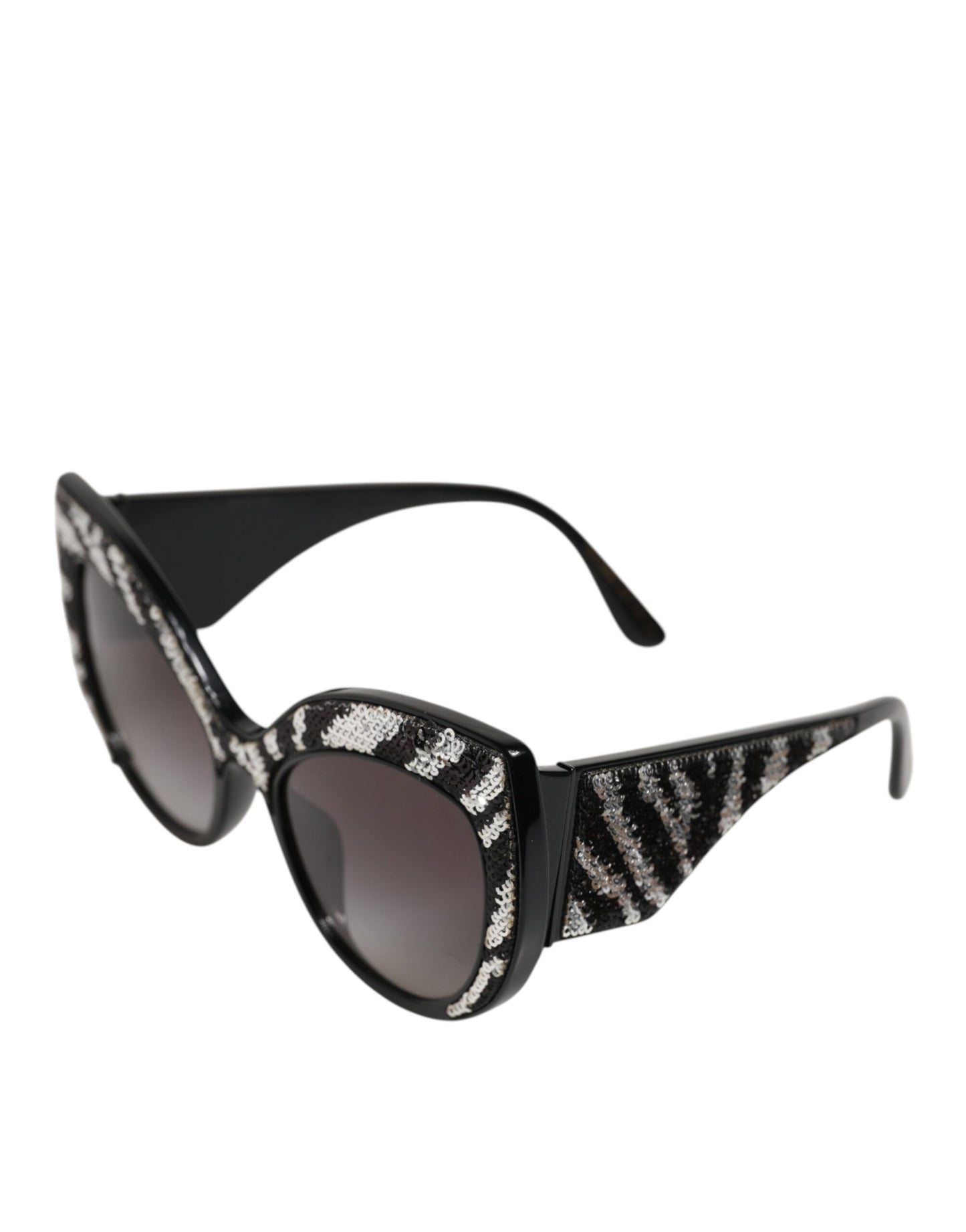 Dolce &amp; Gabbana – Polarisierte Sonnenbrille mit Schmetterlingsmotiv und schwarzen, silbernen Pailletten
