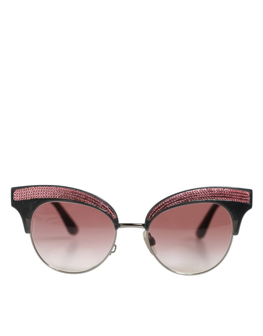 Dolce &amp; Gabbana – Katzenaugen-Sonnenbrille mit verspiegelten Pailletten in Schwarz und Rosa
