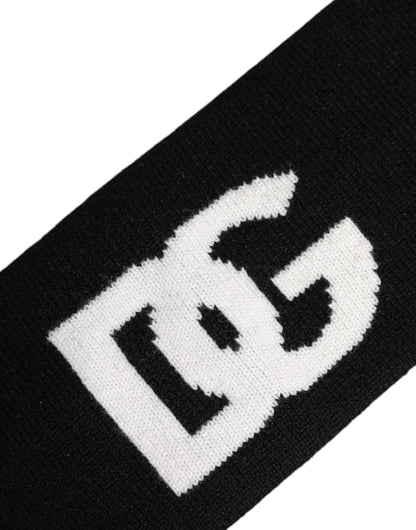 Dolce & Gabbana Black White Cashmere Headband DG Logo One Size Hat