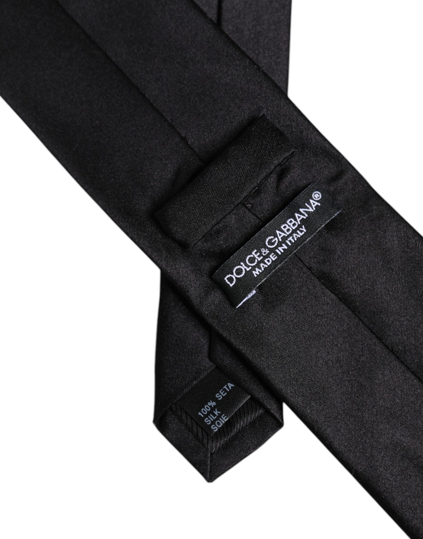 Dolce &amp; Gabbana Herren Krawatte, einfarbig, Seide, verstellbar, Schwarz