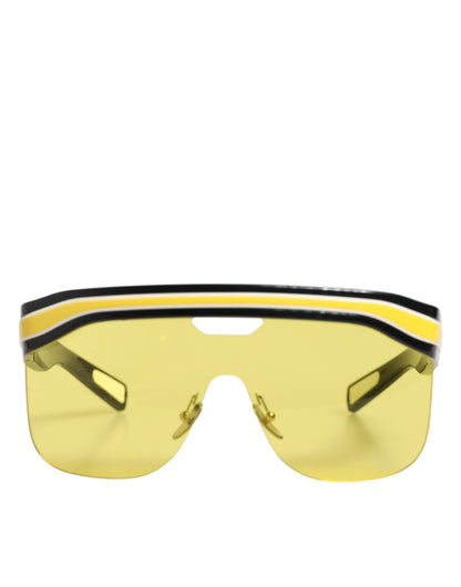 Dolce &amp; Gabbana DG6162 Shield Schwarz Gelb Weiß Polyamid Sonnenbrille