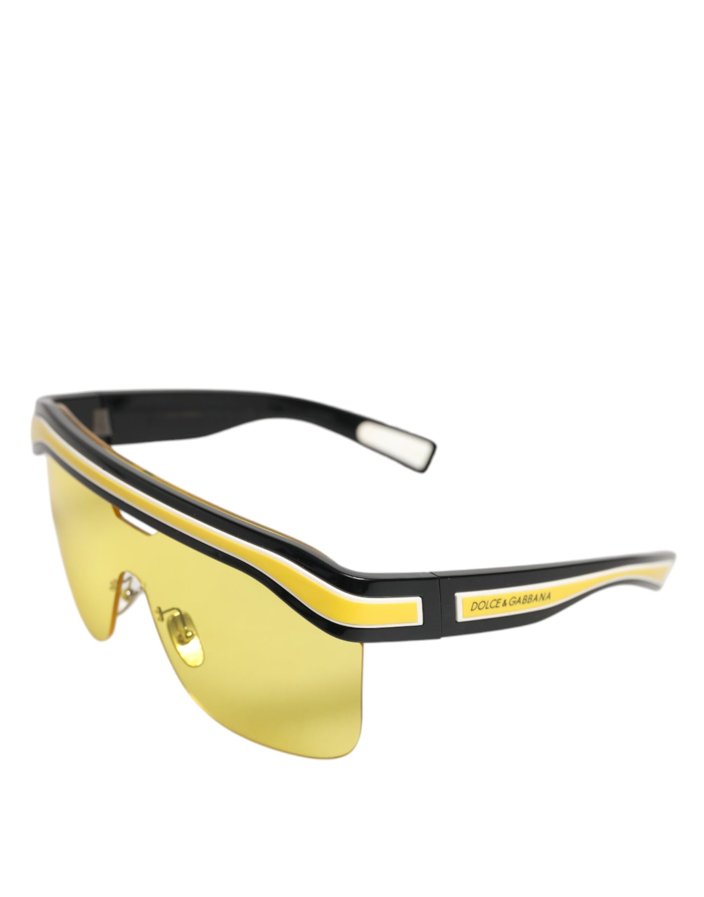 Dolce &amp; Gabbana DG6162 Shield Schwarz Gelb Weiß Polyamid Sonnenbrille