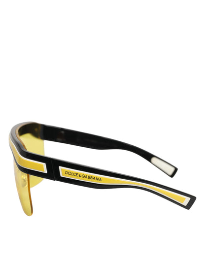 Dolce &amp; Gabbana DG6162 Shield Schwarz Gelb Weiß Polyamid Sonnenbrille
