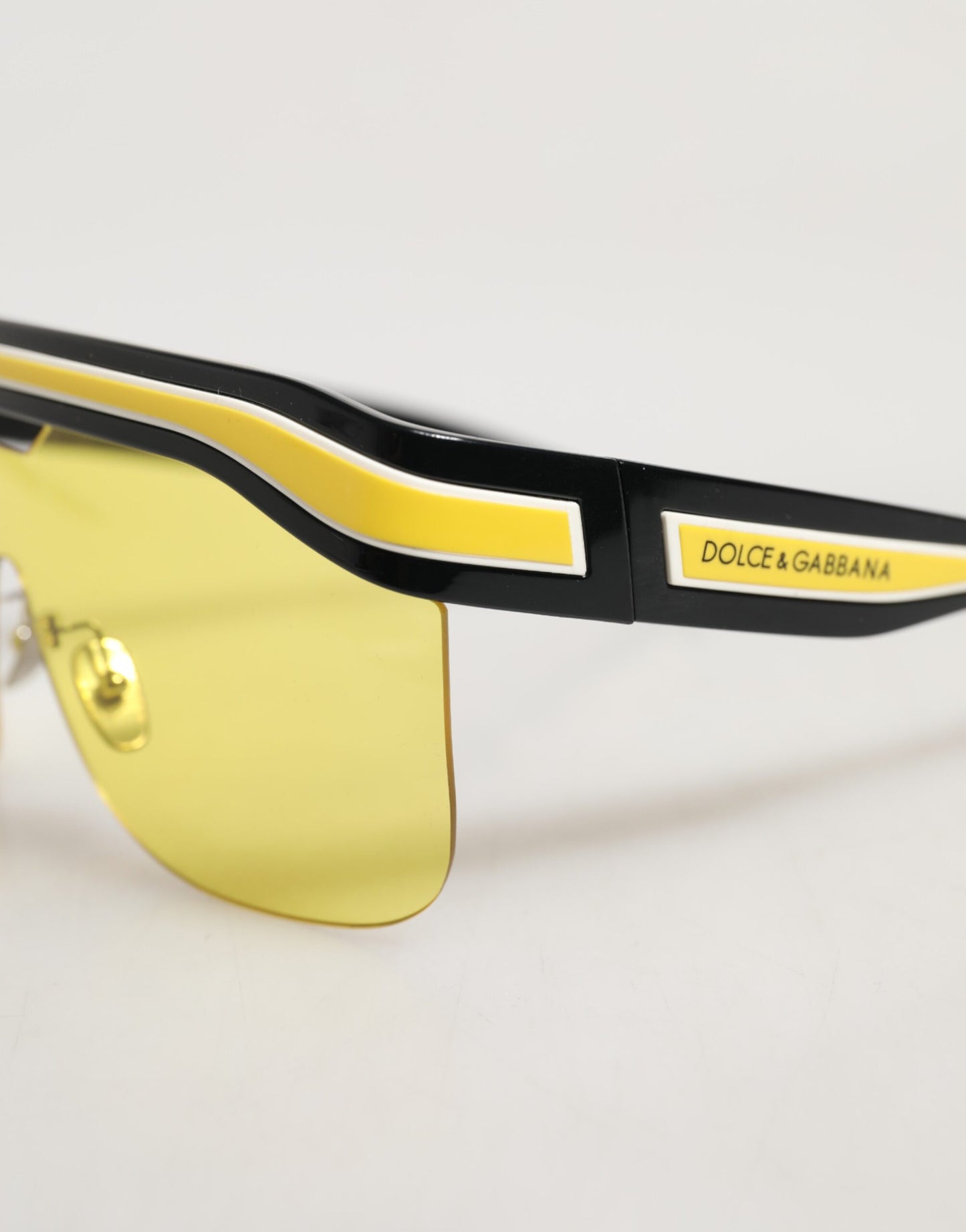 Dolce &amp; Gabbana DG6162 Shield Schwarz Gelb Weiß Polyamid Sonnenbrille