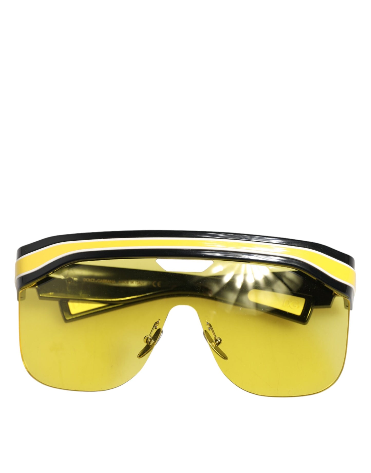 Dolce &amp; Gabbana DG6162 Shield Schwarz Gelb Weiß Polyamid Sonnenbrille