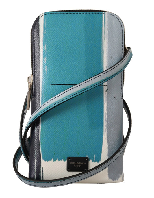 Dolce & Gabbana – Umhängetasche aus blauem Leder mit Umhängegurt, Kartenfach und Handytasche