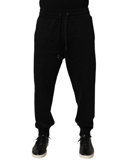 Dolce &amp; Gabbana – Schwarze Jogginghose aus Baumwolle mit DG-Logo