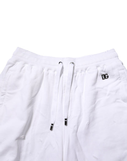 Dolce &amp; Gabbana – Weiße Bermudashorts aus Baumwolle im Used-Look für Herren