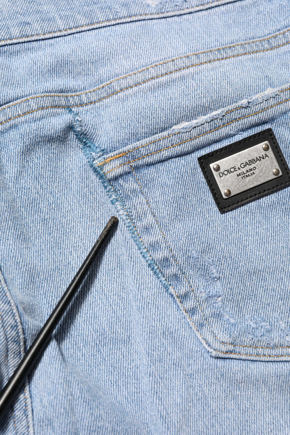 Dolce &amp; Gabbana – Slim-Fit-Jeans aus Baumwolle im Used-Look in Blau