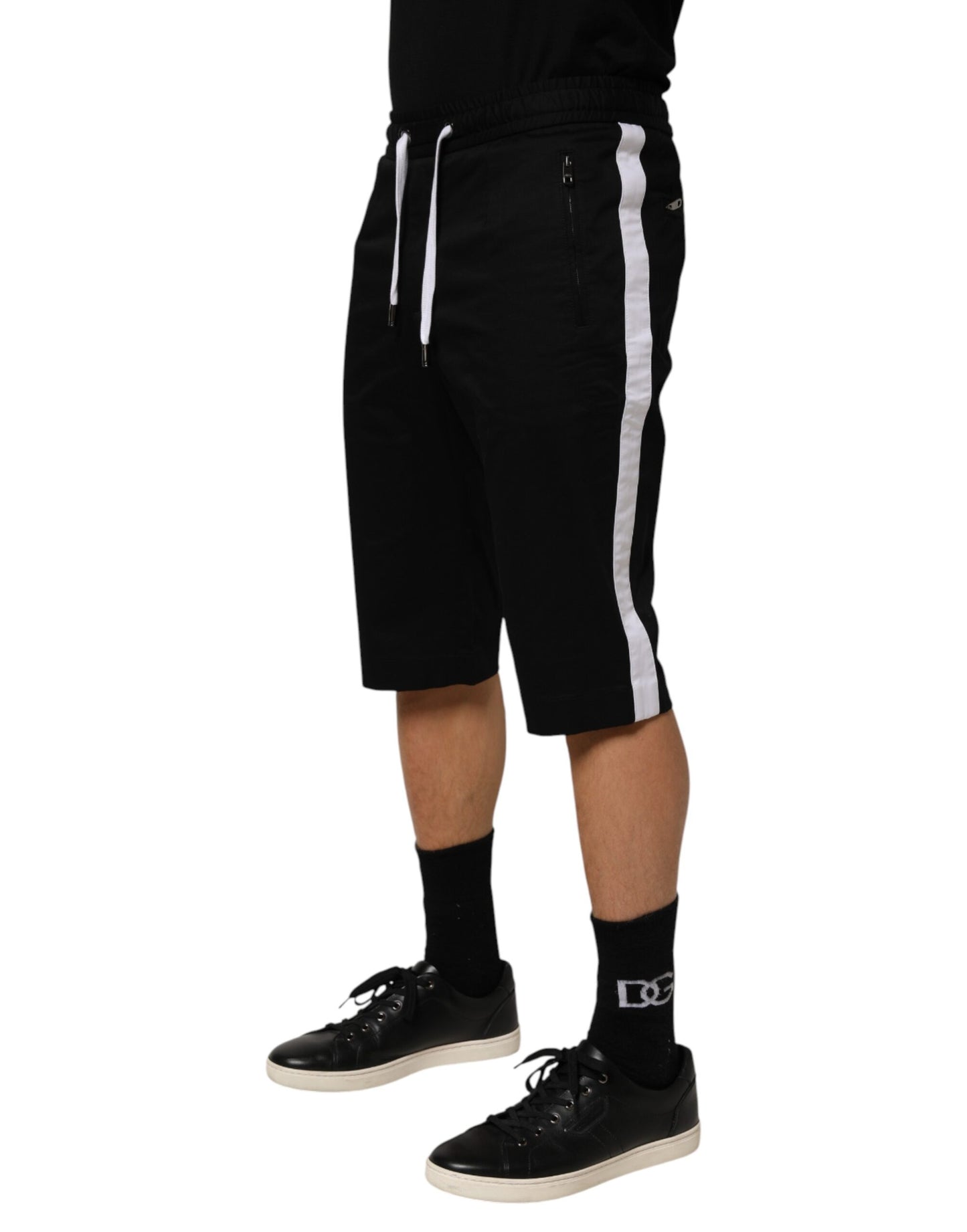 Dolce &amp; Gabbana Schwarze Bermudashorts aus Baumwollstretch für Herren