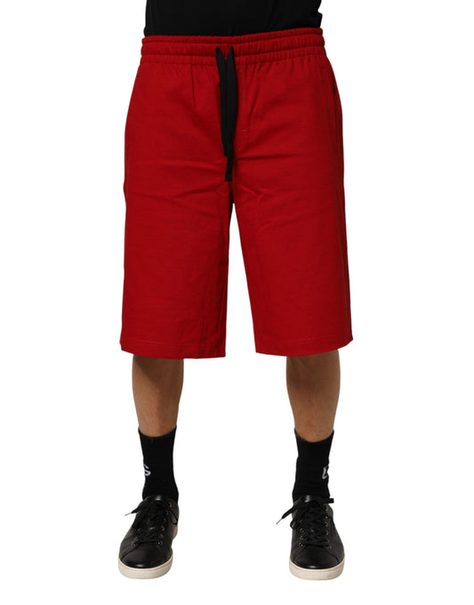 Dolce &amp; Gabbana – Rote Bermudahose aus Baumwolle mit mittlerer Taille und Kordelzug