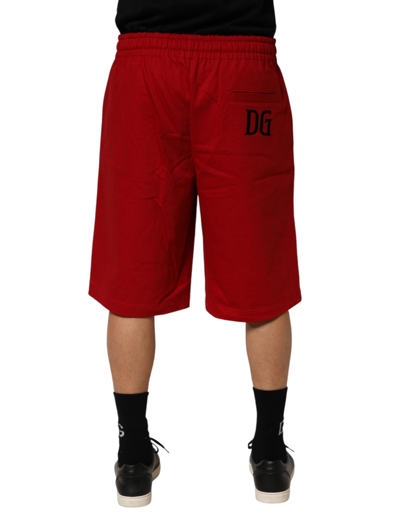 Dolce &amp; Gabbana – Rote Bermudahose aus Baumwolle mit mittlerer Taille und Kordelzug