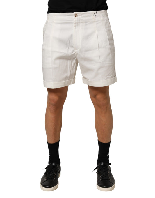 Dolce &amp; Gabbana – Weiße Bermudashorts aus Baumwolle mit mittlerer Taille für Herren
