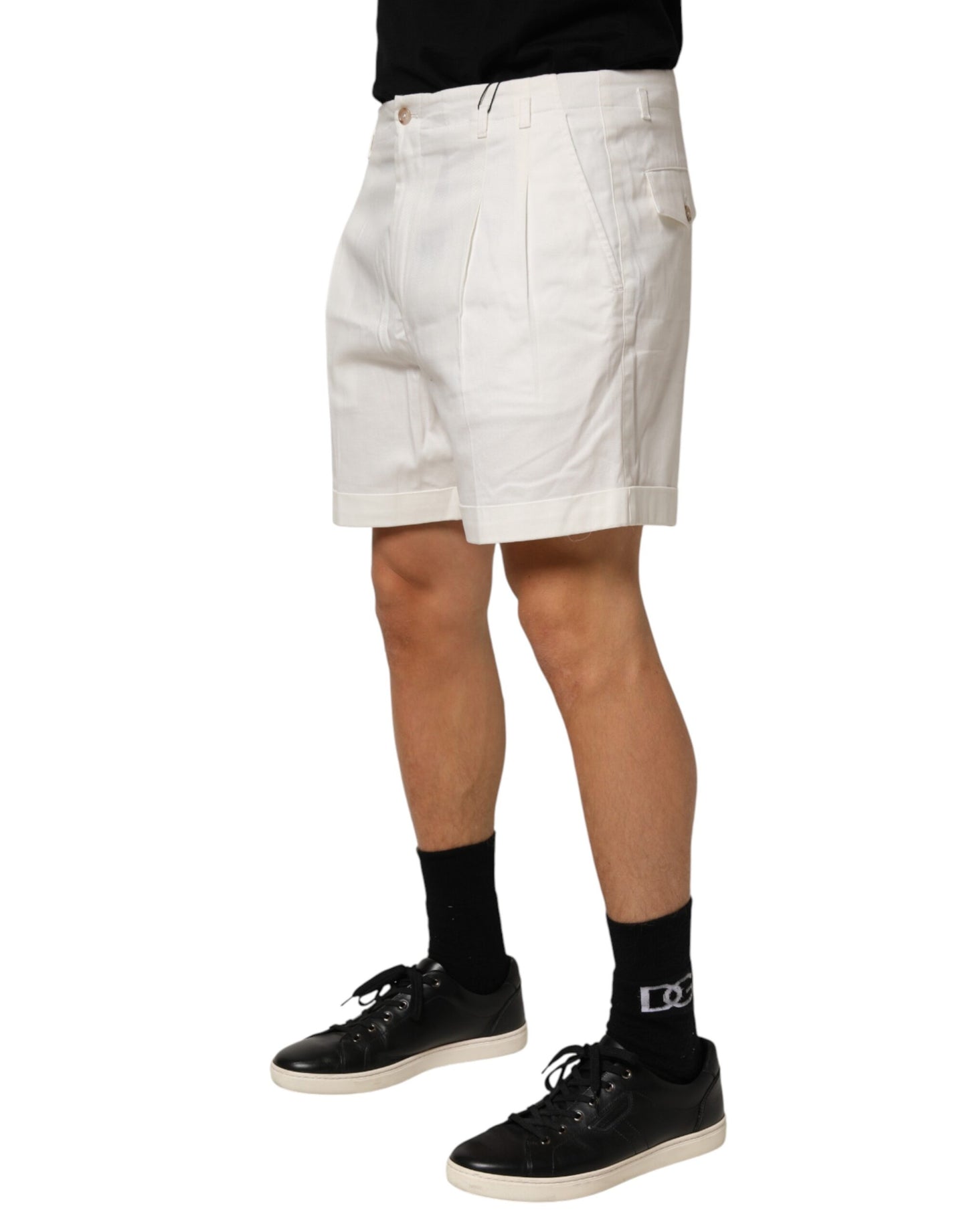 Dolce &amp; Gabbana – Weiße Bermudashorts aus Baumwolle mit mittlerer Taille für Herren