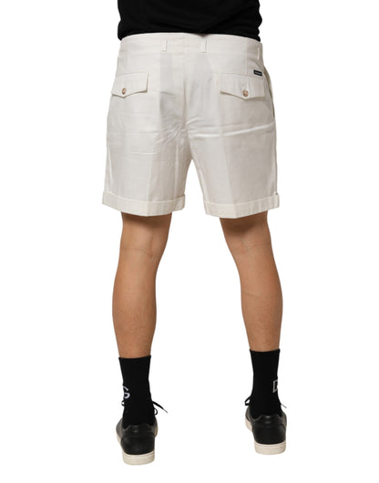 Dolce &amp; Gabbana – Weiße Bermudashorts aus Baumwolle mit mittlerer Taille für Herren