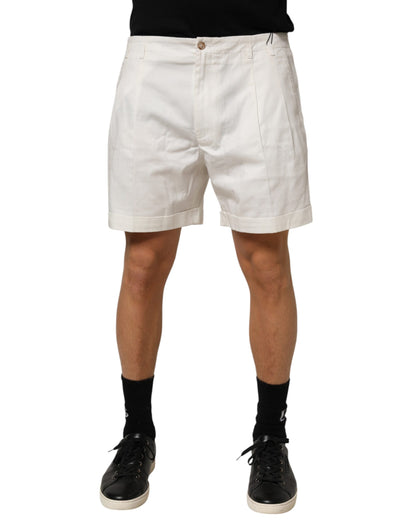 Dolce &amp; Gabbana – Weiße Bermudashorts aus Baumwolle mit mittlerer Taille für Herren