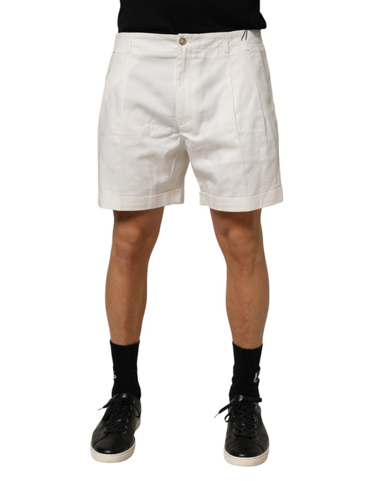 Dolce &amp; Gabbana – Weiße Bermudashorts aus Baumwolle mit mittlerer Taille für Herren