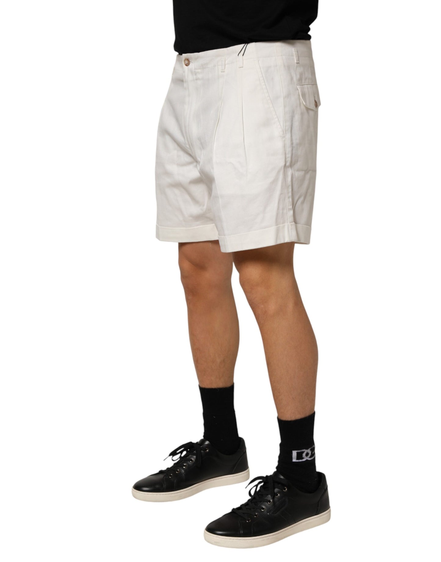 Dolce &amp; Gabbana – Weiße Bermudashorts aus Baumwolle mit mittlerer Taille für Herren
