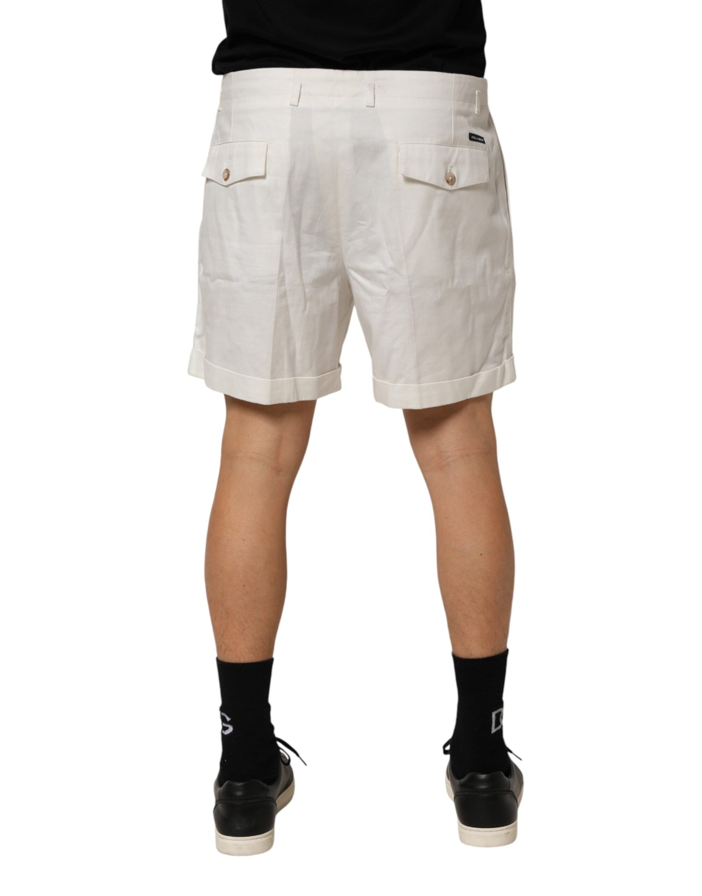 Dolce &amp; Gabbana – Weiße Bermudashorts aus Baumwolle mit mittlerer Taille für Herren