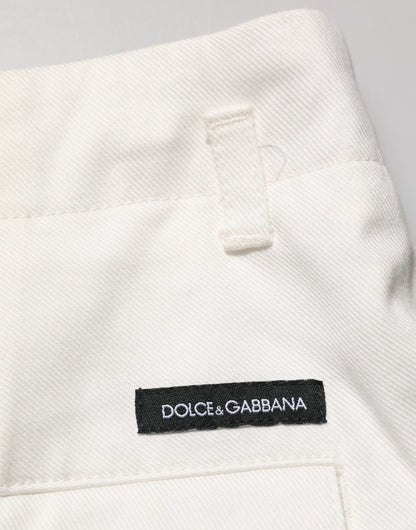 Dolce &amp; Gabbana – Weiße Bermudashorts aus Baumwolle mit mittlerer Taille für Herren