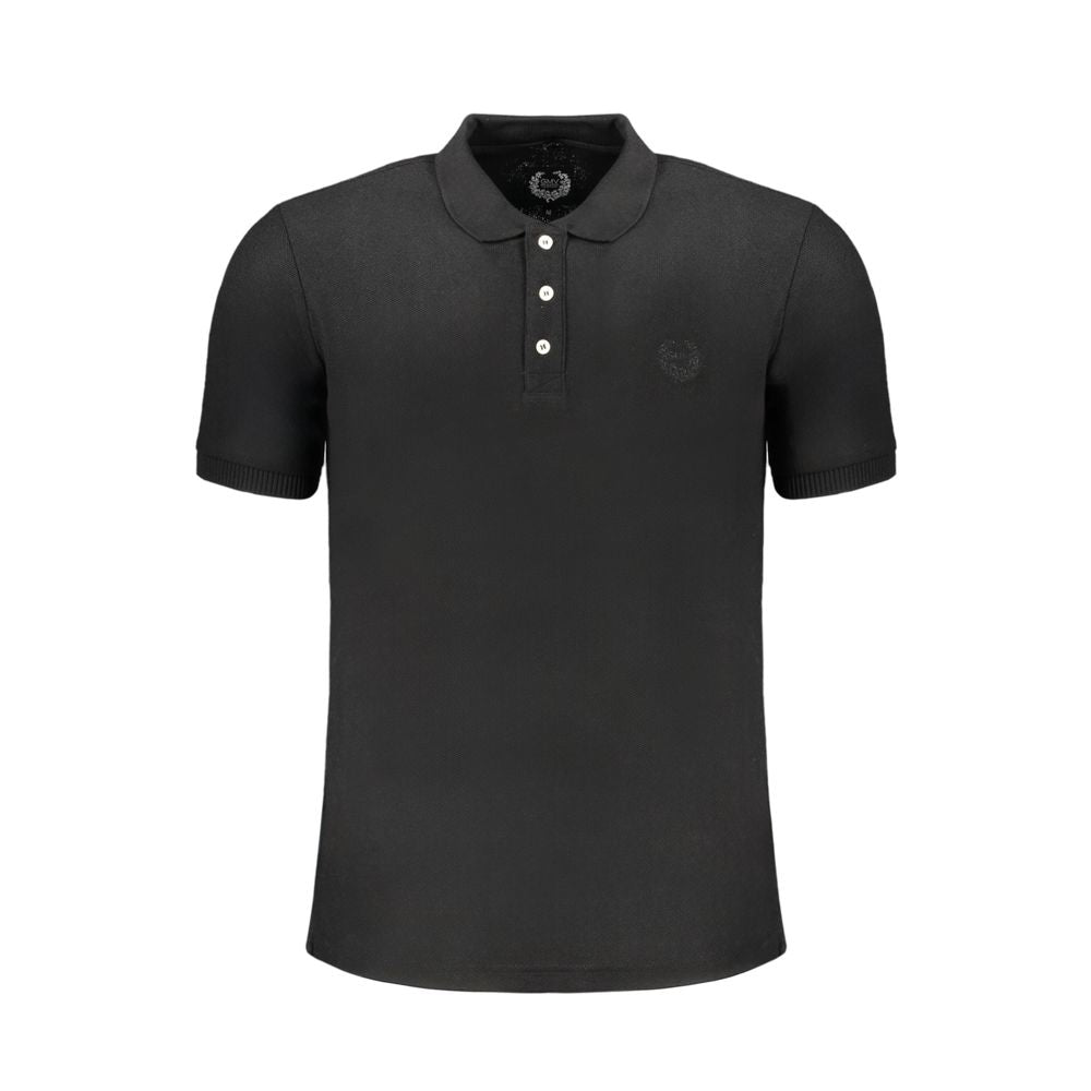 Gianmarco Venturi Poloshirt aus schwarzer Baumwolle