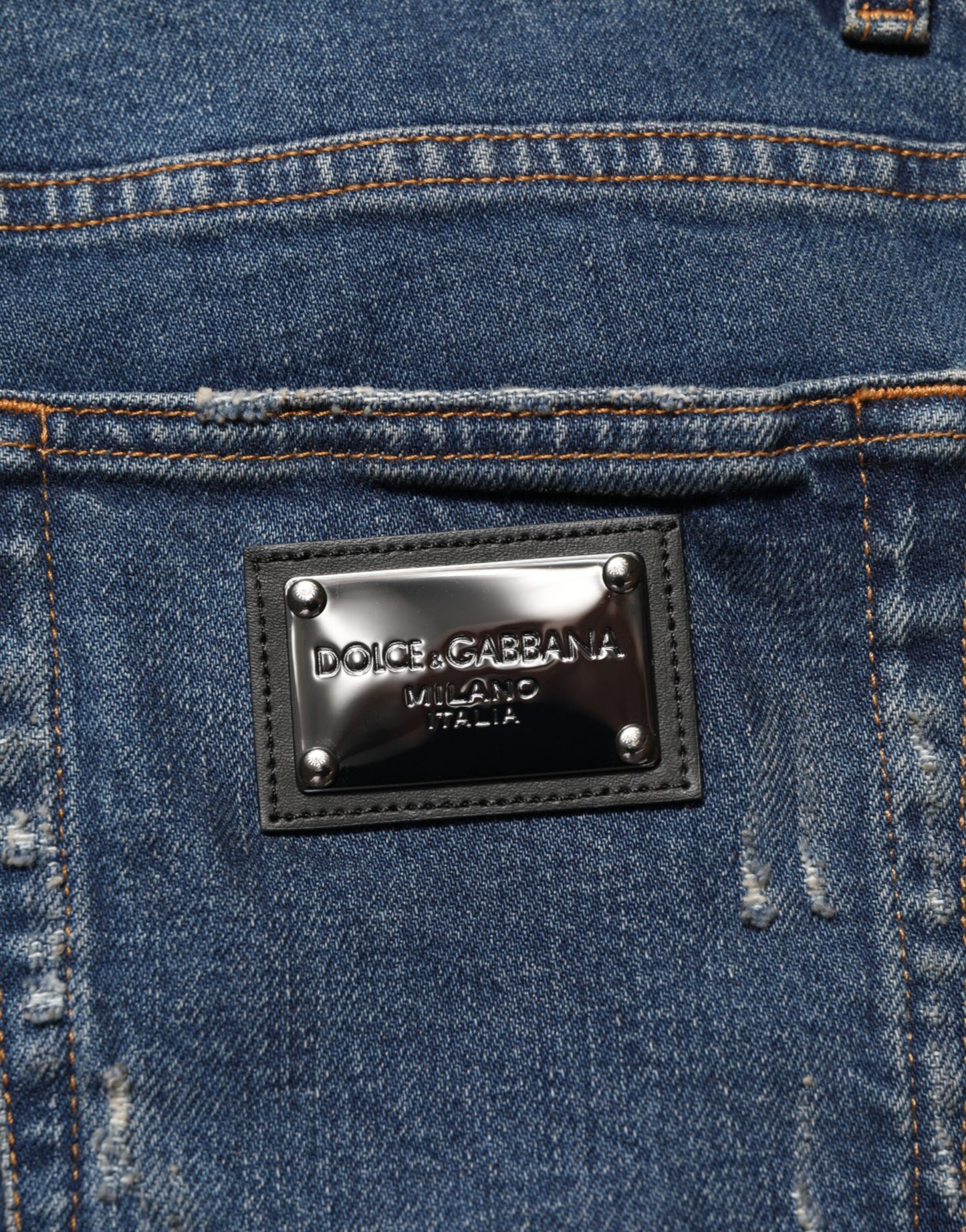 Dolce &amp; Gabbana – Blaue Skinny-Jeans aus zerfetzter Baumwolle für Herren