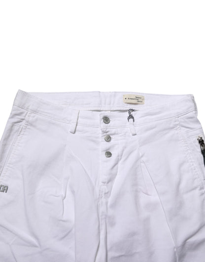 Daniele Alessandrini White Cotton Stretch Slim Fit Denim Jeans