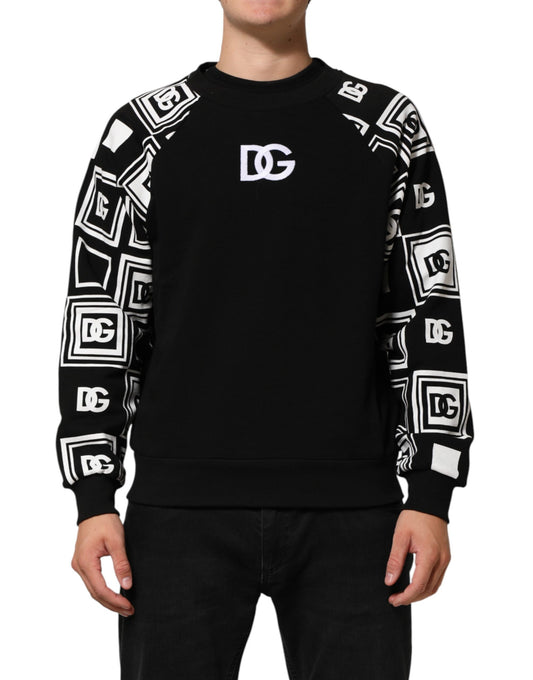 Dolce & Gabbana Black D&G Monogram Cotton Sweatshirt Sweater