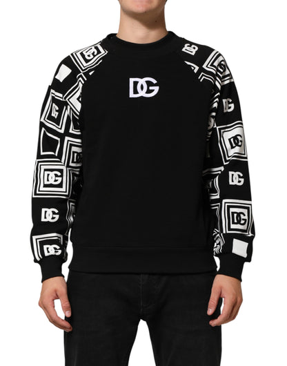 Dolce & Gabbana Black D&G Monogram Cotton Sweatshirt Sweater