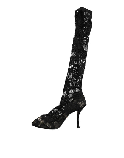 Dolce & Gabbana Black Pumps Taormina Lace Socks Boots Shoes