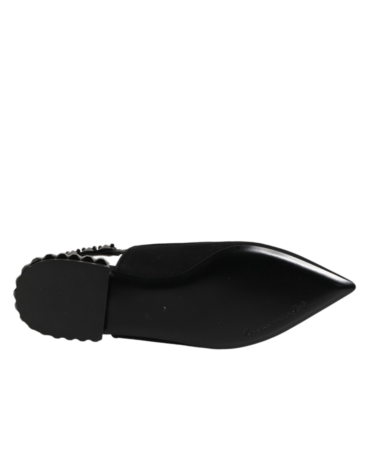 Dolce &amp; Gabbana – Schwarze Slingback-Schuhe aus Charmeuse mit Kristallen
