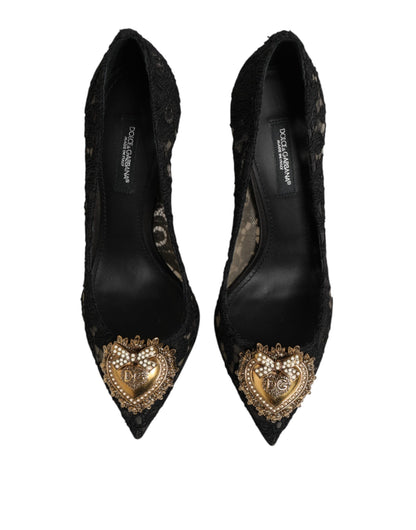 Dolce & Gabbana Black Taormina Lace DEVOTION Pumps Shoes