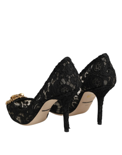 Dolce & Gabbana Black Taormina Lace DEVOTION Pumps Shoes