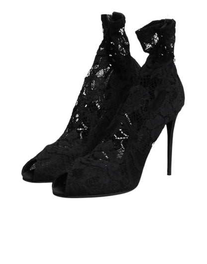Dolce &amp; Gabbana – Schwarze Taormina-Stiefel mit Stretch-Spitze