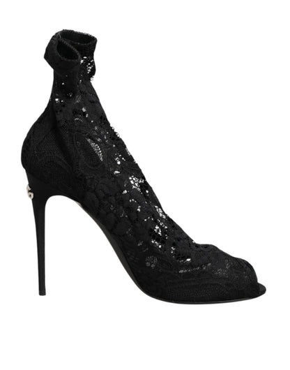 Dolce &amp; Gabbana – Schwarze Taormina-Stiefel mit Stretch-Spitze