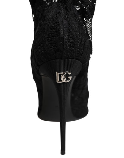 Dolce &amp; Gabbana – Schwarze Taormina-Stiefel mit Stretch-Spitze