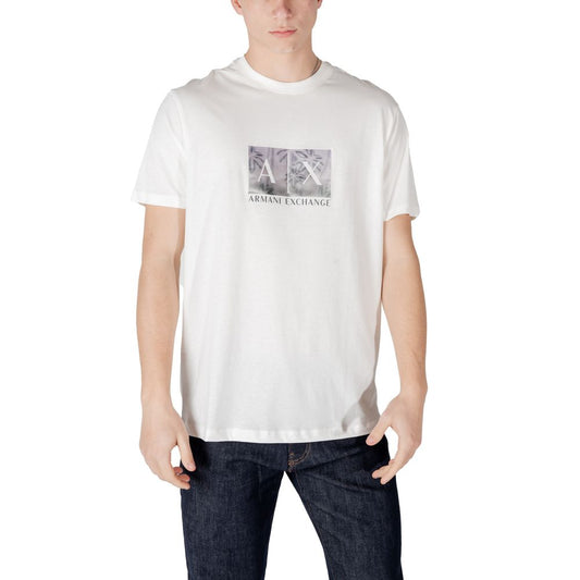 Armani Exchange – Cremefarbenes Baumwoll-T-Shirt