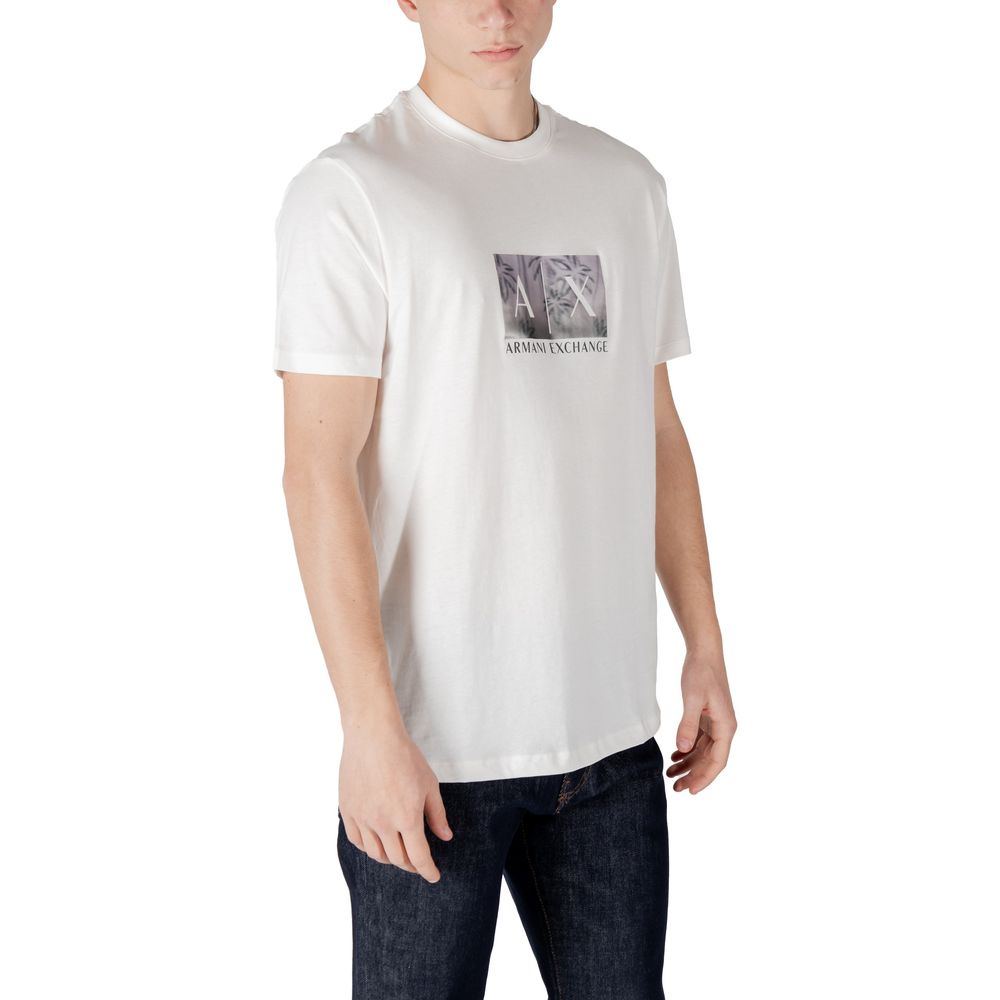 Armani Exchange – Cremefarbenes Baumwoll-T-Shirt