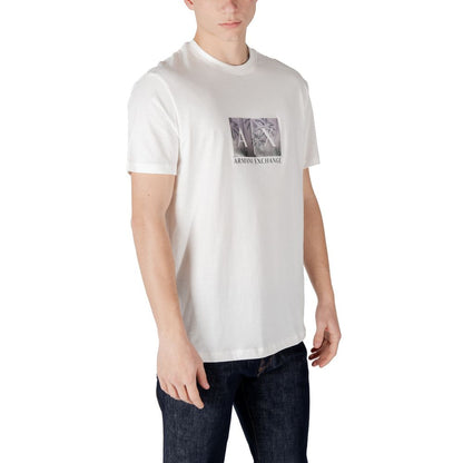 Armani Exchange – Cremefarbenes Baumwoll-T-Shirt