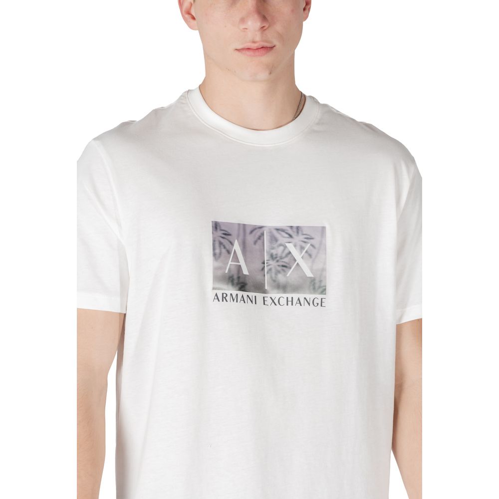 Armani Exchange – Cremefarbenes Baumwoll-T-Shirt
