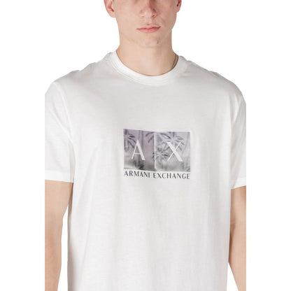 Armani Exchange – Cremefarbenes Baumwoll-T-Shirt