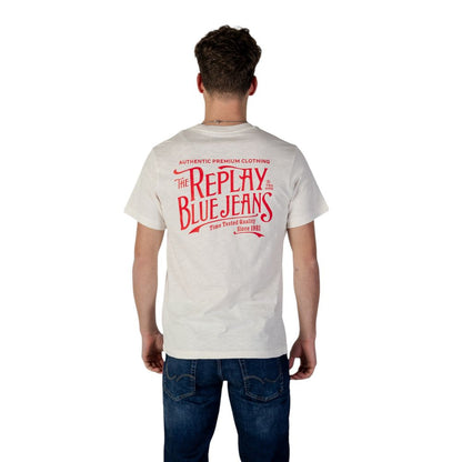 Replay – Cremefarbenes Baumwoll-T-Shirt