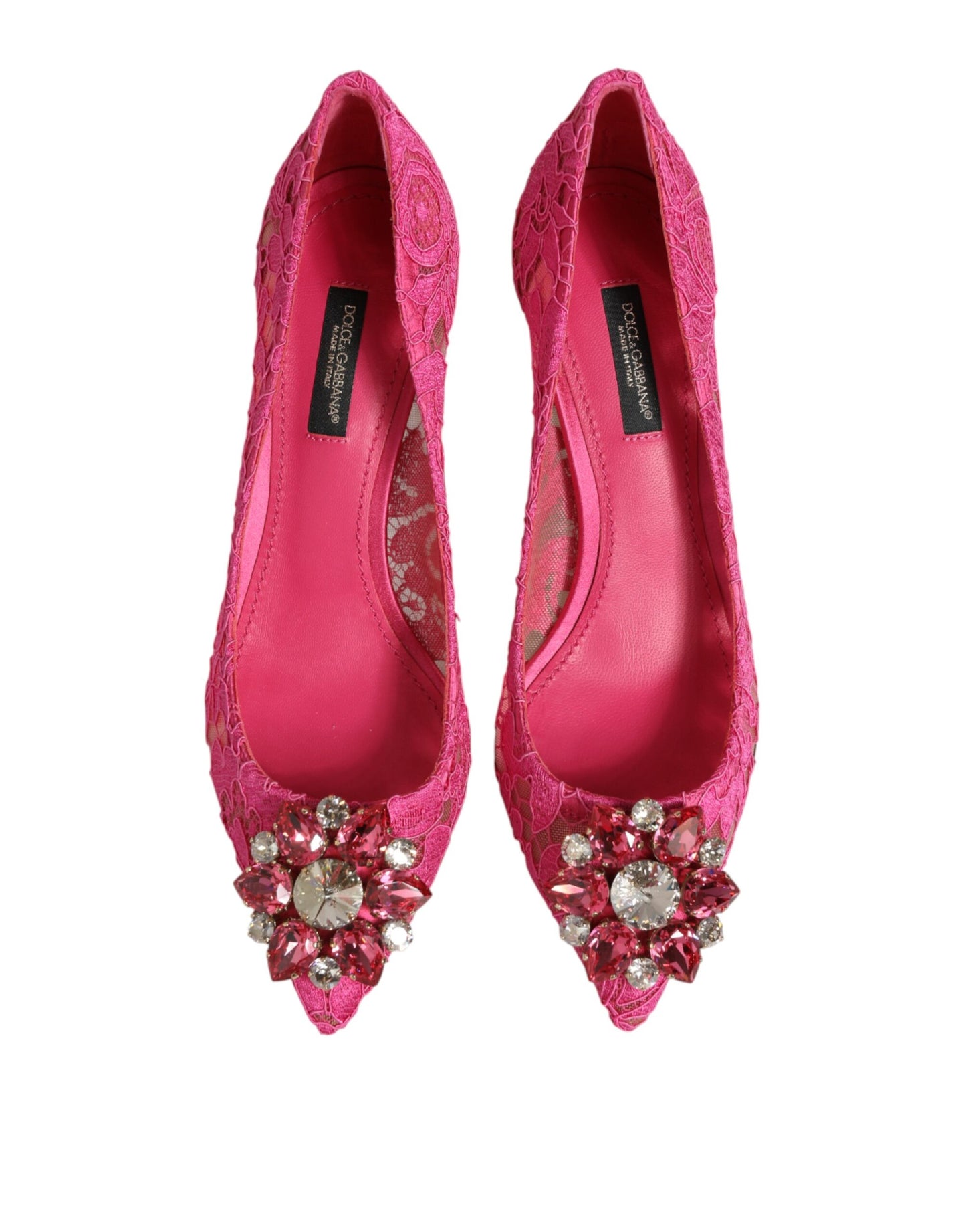 Dolce & Gabbana Pink Taormina Lace Crystal Heels Pumps Shoes