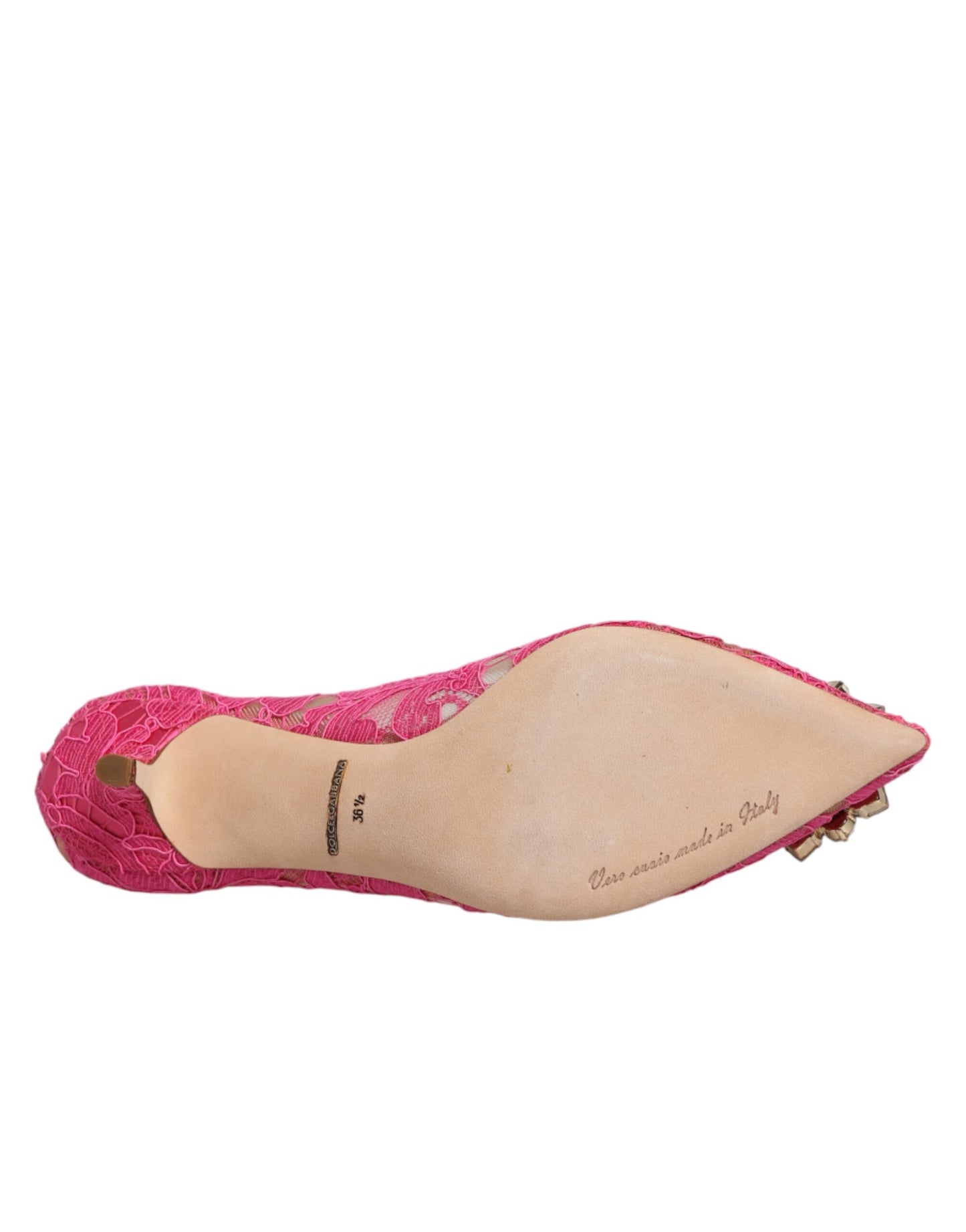 Dolce & Gabbana Pink Taormina Lace Crystal Heels Pumps Shoes